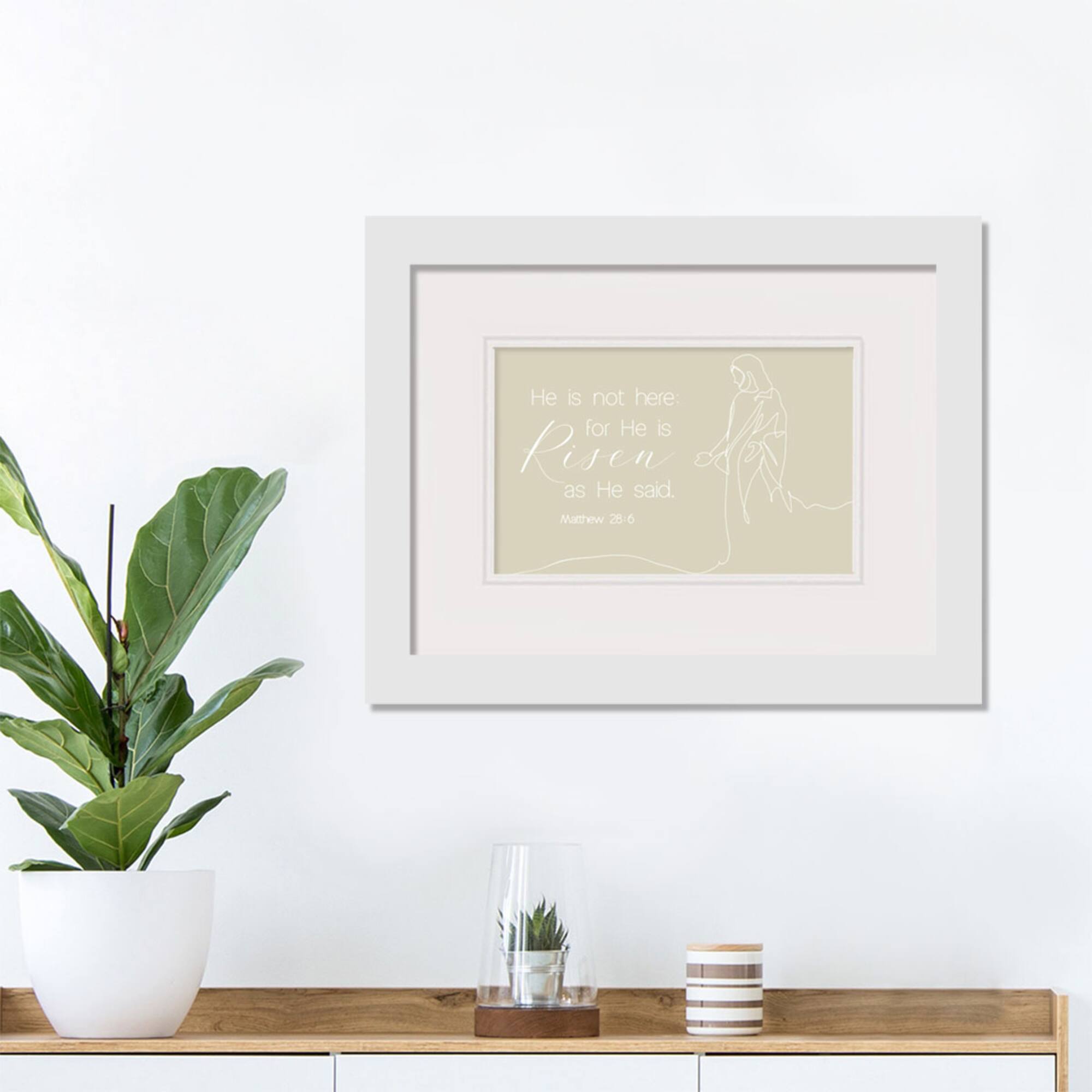 Risen Bible Jesus 5 16" x 20" White Framed Print Under Plexiglass
